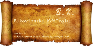 Bukovinszki Károly névjegykártya